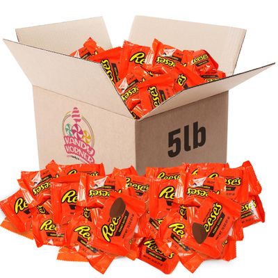 ReesesChocolate Peanut Butter Cups Party Favors in Bulk for Kids, Individually Wrapped Milk Chocolate Cups Melt in Your Mouth Candy Snack Size Bars - 5 Lb
