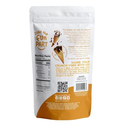 Just The Fun Part Bite-Size Crispy Mini Waffle Cones Filled With Premium Belgian Chocolate Great For Snacks, Desserts, Grab Go Kosher 4.23 Ounce (Pack of 2, Cookie Butter, Milk Chocolate)
