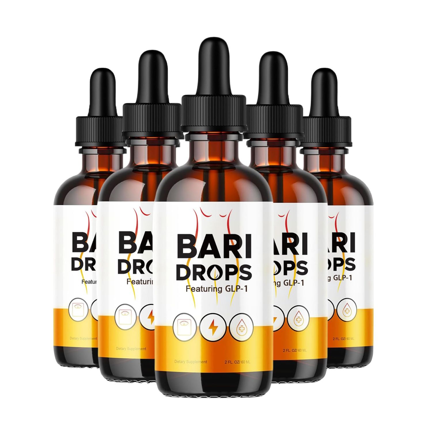 Bari Drops, GLP-1 Supplement Drops, Bari Liquid Drops Supplement, Bari Drops Natural Mounjaro (5 Pack)
