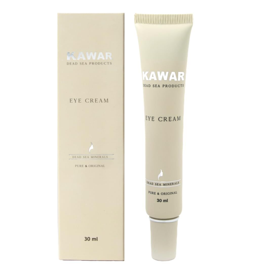 KAWAR Dead Sea Eye Cream with Retinol, Collagen, Argan Oil Caffeine, Targets Dark Circles, Puffiness Fine Lines, Enriched with Dead Sea Minerals, Vegan Eye Cream for Women Men, 1 oz