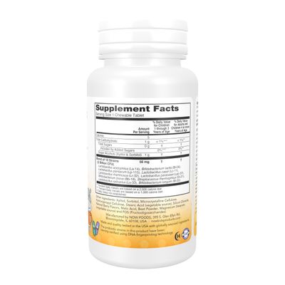 NOW Foods Supplements, BerryDophilus with 2 Billion, 10 Probiotic Strains, Xylitol Sweetened, Strain Verified, 60 Chewables, packaging may vary