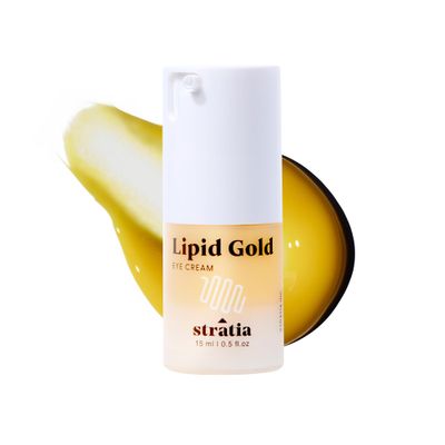 Stratia Lipid Gold Eye Cream Moisturizer and Anti-Aging Skincare for Dark Circles, Fine Lines, Wrinkles, and Under-Eye Brightening, 0.5 fl. oz
