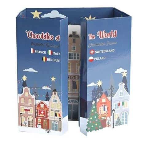 Chocolate of the World, France Poland, ltaly, Switzerland, and Belgium (Christmas Holiday Gift Box)