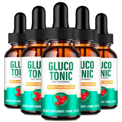 Gluco Tonic Drops, GlucoTonic Blood Formula Support Supplement Liquid Drops - Maximum Strength, Gluco Tonic Health and Wellness All Natural Formula, Premium GlucoTonic Liquid Reviews (5 Pack)