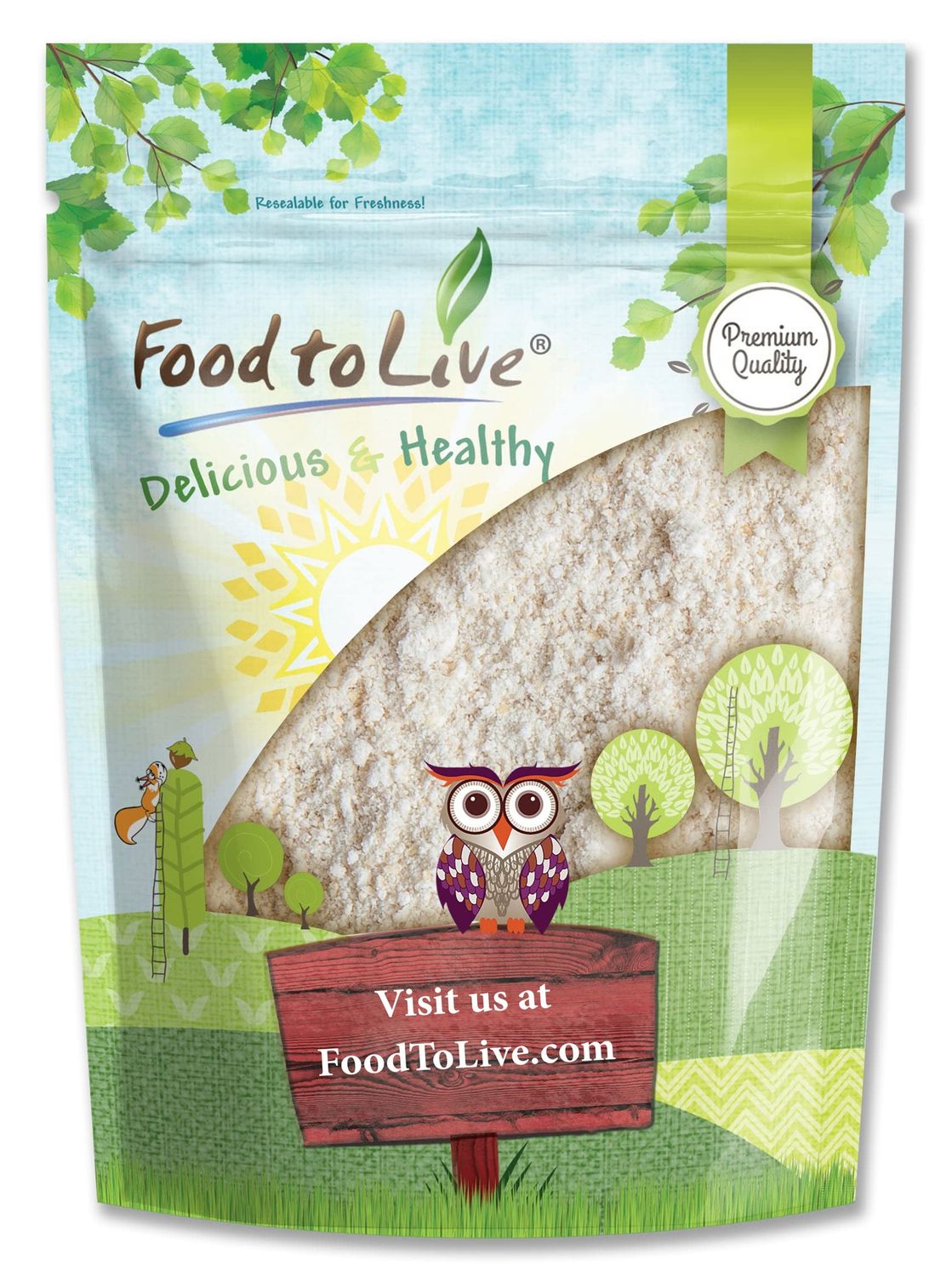 Food to Live Whole Grain Oat Flour - Finely Ground from Whole Grain Oat Groats, Vegan. Rich in Fiber, Protein. Perfect for Flour Blends. Great for Baking Muffins, Fluffy Cakes, Bread, and Pancakes