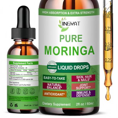 Pure Moringa Liquid Drops, Organic Moringa Oleifera Leaf Extract Liquid for Energy, Metabolism and Immune Support, High Absorption Green Superfood Supplement Than Powder Capsules,Non GMO
