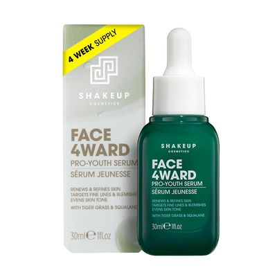 Shakeup Cosmetics Mens Anti-Ageing Face Serum, Targets Wrinkles Repairs Damage and Scars. Vegan with Tiger Grass Squalane, Suitable for Day Night Use, 30ml. Aka. FACE 4WARD PRO-YOUTH SERUM