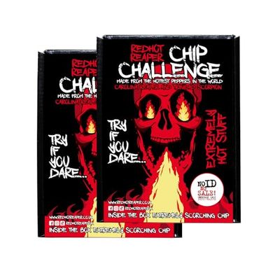Red Hot Reaper - (2 pack) Chip Challenge Hottest Snack - Carolina Reaper Spicy Challenge - Super Spicy Hot Chip