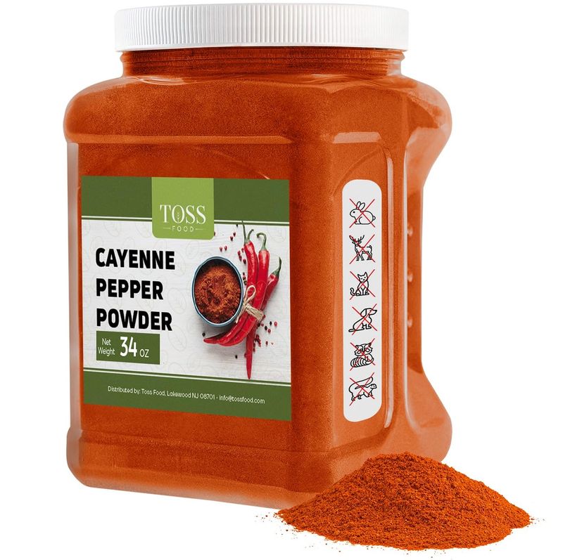 TOSS Cayenne Pepper Powder Bulk 40,000 Heat Units 34 Oz, Garden Protection from Wildlife Ground - Cayenne Powder - Red Pepper Powder Spice for Home and Commercial Cooking