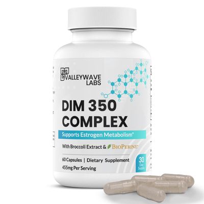 Valleywave Labs - DIM Supplement - 350 mg Capsules, Diindolylmethane Supplement for Women and Men Supports Estrogen Metabolism, Hormone Balance, Menopause, Estrogen Balance, PCOS (60 Count)