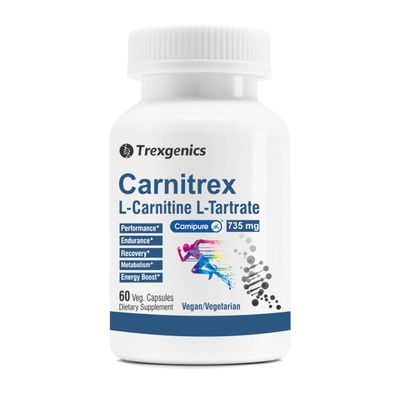 Trexgenics L-Carnitine L Tartrate VEGAN GLUTEN FREE CARNIPURE (Lonza, Switzerland) L-Carnitine L-Tartrate 735mg (60 Veg. Capsules)
