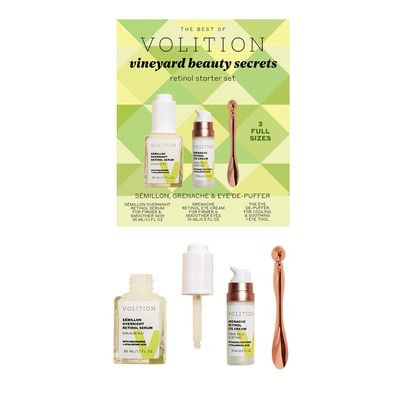 Volition Beauty Vineyard Beauty Secrets Kit - Anti-Aging Retinol Skincare Routine - S millon Overnight Retinol Serum, Grenache Retinol Eye Cream Eye De-Puffer - Reduce the Appearance of Wrinkles