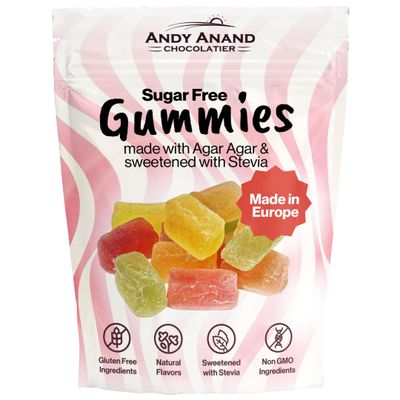 Andy Anand Sugar Free Gummies made with Agar Agar and sweetened with Stevia, Assorted Flavors, Amazing-Delicious-Decadent Gift Birthday, Gourmet Food, Mothers Day (7 Oz)