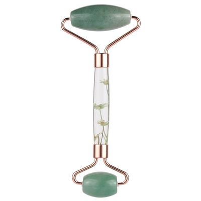 rockcloud Crystal Stone Jade Roller Massager for Face Eye Neck Facial Skin Care Tool Anti-Aging for Slimming Firming, Green Aventurine