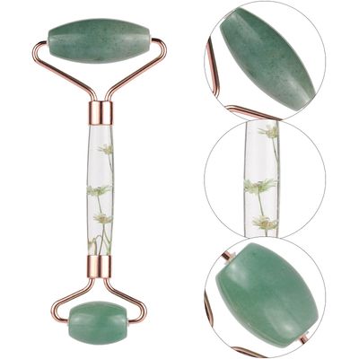 rockcloud Crystal Stone Jade Roller Massager for Face Eye Neck Facial Skin Care Tool Anti-Aging for Slimming Firming, Green Aventurine