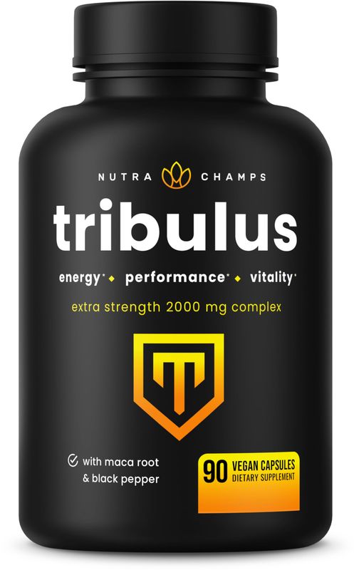 NutraChamps Tribulus Terrestris for Men, 2000mg Supplement Booster for Energy, Vitality, Stamina Performance, Extra Strength Saponins, 90 Vegan Capsules