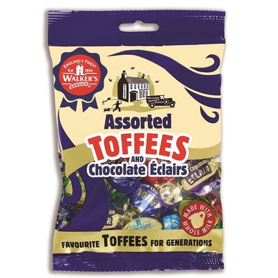 Walkers' Nonsuch Assorted Toffees Chocolate clairs - Pack of 12 Contains English Creamy, Milk Dark Chocolate Covered, Banana Split Milk Toffees British Candy 5.29 Oz