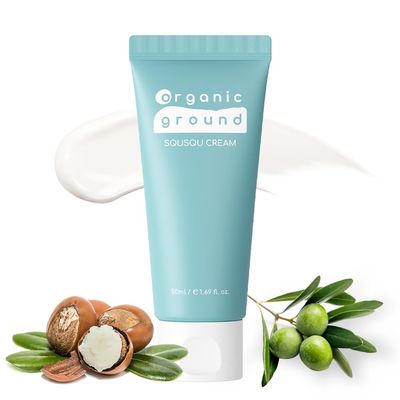 ORGANIC GROUND SQUSQU Cream High Moisturizing Cream, 1.69 fl oz (50ml) Vegan ceramide from Shea butter, Squalane from olive oilGMO, Silicon, Fragrance FREE