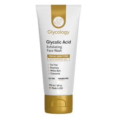Glycology Glycolic Acid Face Wash 6oz- Exfoliating Face Wash for Women w 10 Glycolic Acid, Salicylic Acid Cleanser AHA For Sensitive, Oily Acne Prone Skin-Made in USA