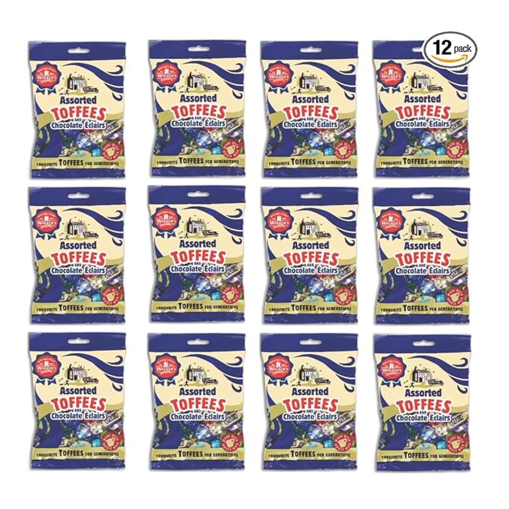 Walkers&#39; Nonsuch Assorted Toffees Chocolate clairs - Pack of 12 Contains English Creamy, Milk Dark Chocolate Covered, Banana Split Milk Toffees British Candy 5.29 Oz