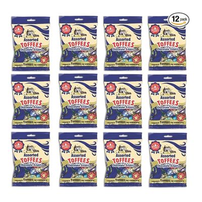 Walkers&#39; Nonsuch Assorted Toffees Chocolate clairs - Pack of 12 Contains English Creamy, Milk Dark Chocolate Covered, Banana Split Milk Toffees British Candy 5.29 Oz