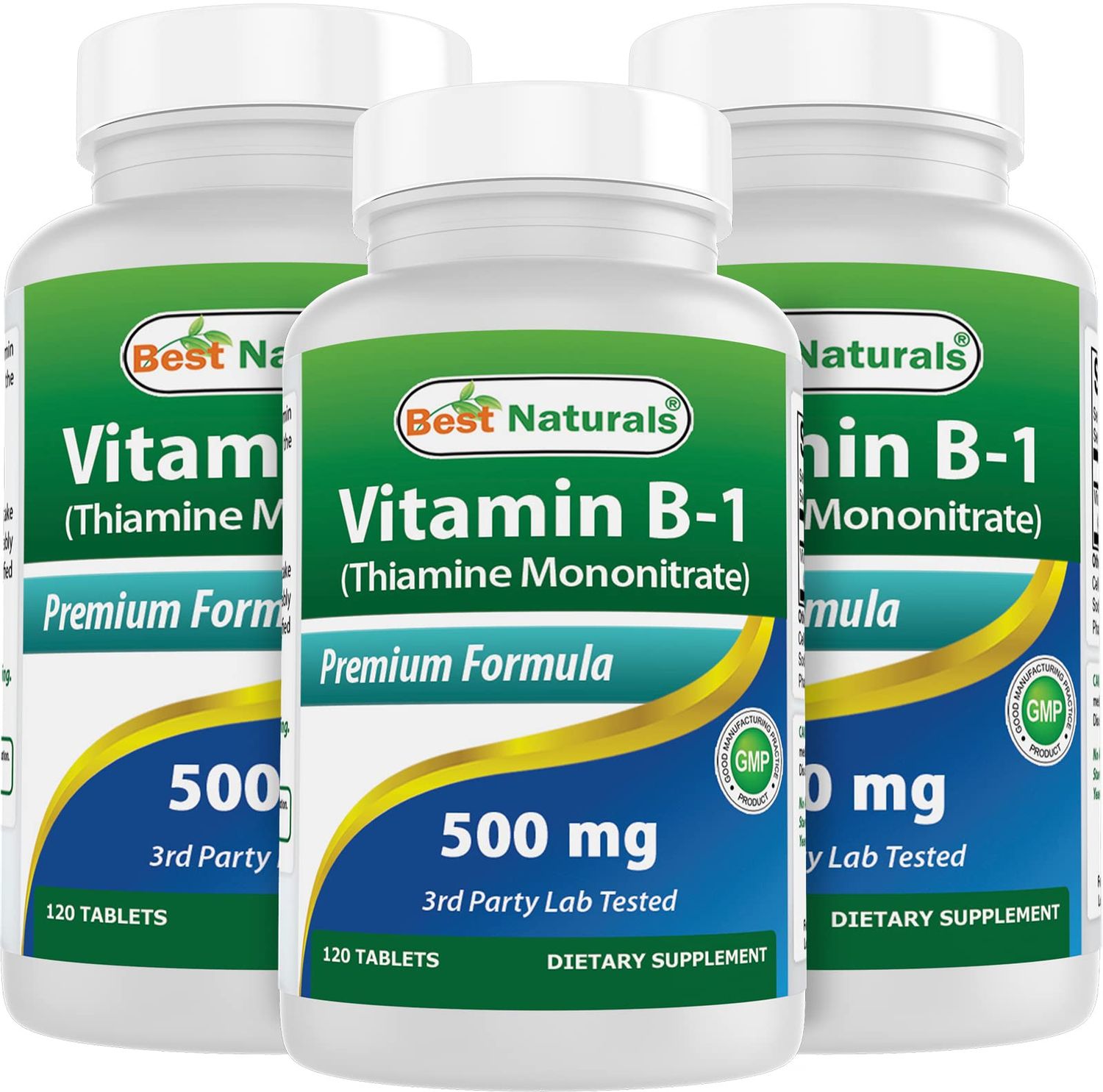 Best Naturals Vitamin B1 as Thiamine Mononitrate 500 mg 120 Tablets (120 Count (Pack of 3))