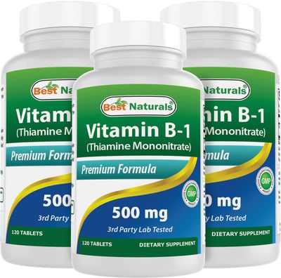 Best Naturals Vitamin B1 as Thiamine Mononitrate 500 mg 120 Tablets (120 Count (Pack of 3))