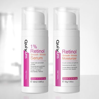 Quiyum Anti Aging Skin Care Set, 1 Retinol Dark Spot Remover for Face with Face Serum Moisturizer, Travel Size Skincare Set for Women, Reduce Wrinkles, Firm Hydrate for All Skin Types