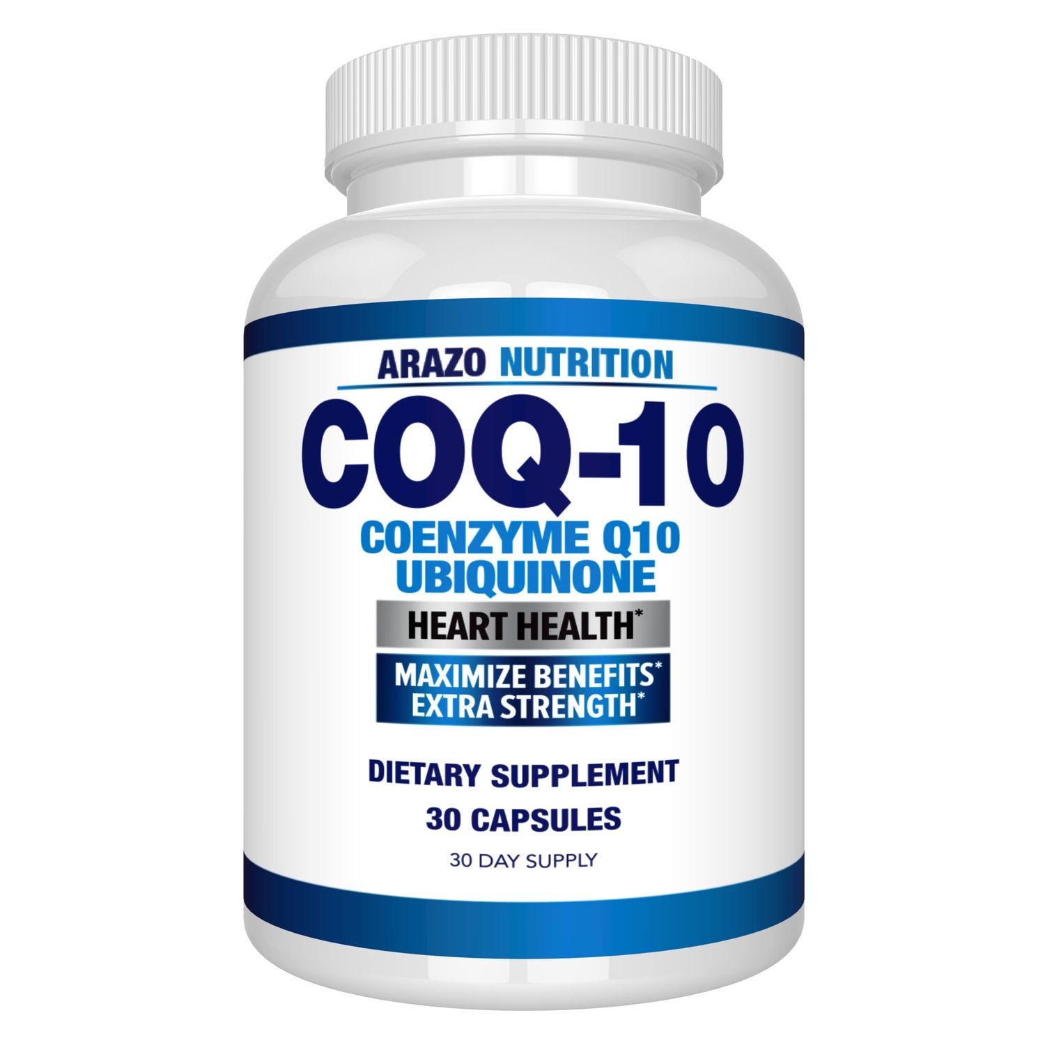 Arazo Nutrition CoQ10 Ubiquinone Coenzyme Q10-200mg Maximum Strength Nutritional Supplement - High Absorption Capsules with No Soy