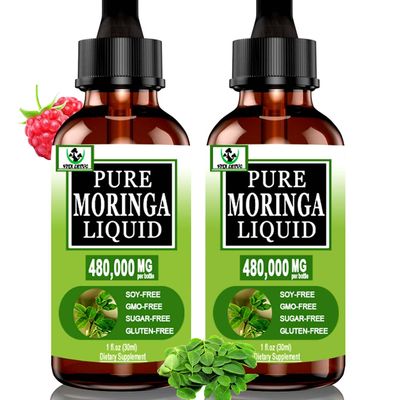 (2 Pack) Organic Moringa Liquid Drops for Energy,Metabolism Immune Support,Moringa Leaf Extract 6X Absorption Than Powder Capsules,Green Superfood Supplement for Women Men