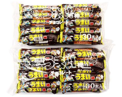 Umaibo Japanese Popular Snack Food Dagashi Chocolate Coated 60 pieces With MAIKO sticker Pio big bazar
