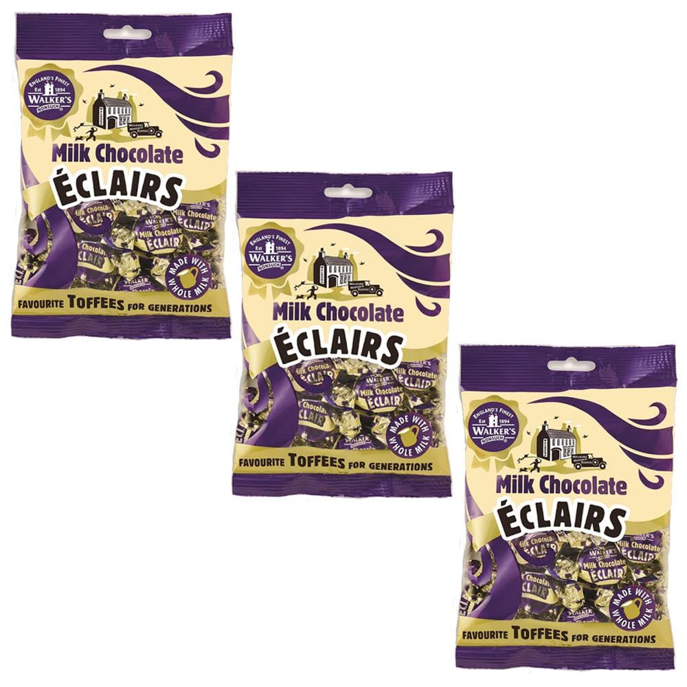 Walkers&#39; Nonsuch Milk Chocolate clairs Whole Milk Butter Toffee Traditional British Chewy Candy Classic English Sweet Gift Imported from UK 5.29 Oz (Pack of 3)