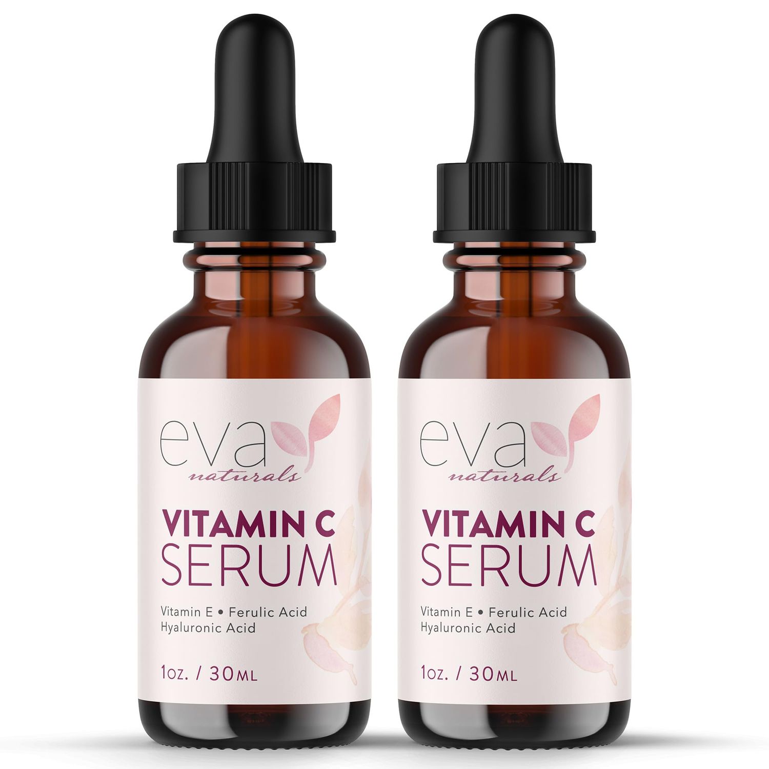 Eva Naturals 20 Vitamin C Serum For Face, Pure Vitamin C Face Serum for Wrinkles, Acne, Dry Skin, and Dark Spots - Facial Vitamin C Serum (1oz) (2 Pack)