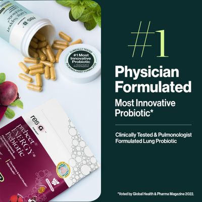 ResBiotic Power Gut Bundle - Lung Probiotic GLP-1 Prebiotic, Clinically Trialed Respiratory Health Support Metabolism Boost, Supplement Vitamins - resB (90 Servings) prebeet (90 Servings)