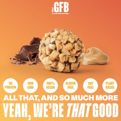 The Gluten Free Brothers Dark Chocolate Peanut Butter Bites - Gluten Free Protein Balls - Non GMO, Soy Free, Vegan - Snack Size Plant Based Protein Energy Balls, 4 oz (6 Count)