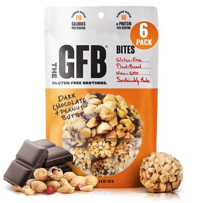 The Gluten Free Brothers Dark Chocolate Peanut Butter Bites - Gluten Free Protein Balls - Non GMO, Soy Free, Vegan - Snack Size Plant Based Protein Energy Balls, 4 oz (6 Count)