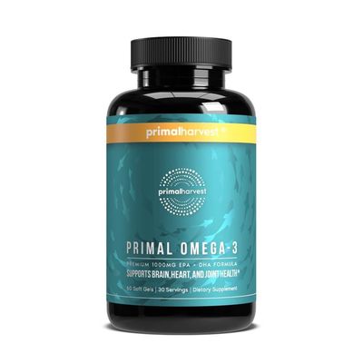 Primal Harvest Omega 3 Fish Oil Supplements, 30 Servings Soft Gels Capsules w 1000mg EPA DHA Supplements, No Fishy Burps Non-GMO Omega 3 Fatty Acid