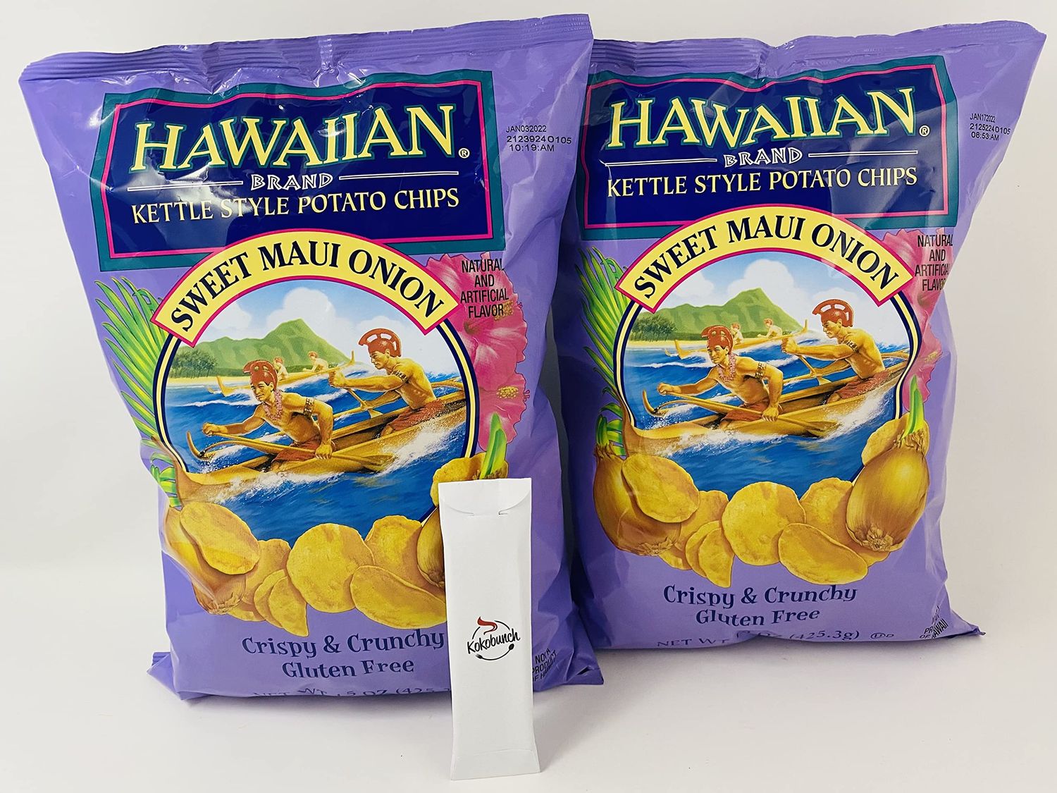 Hawaiian Kettle Chips Party Size Sweet Maui Onion With Complimentary Kokobunch Kit 2 - 13oz PACK