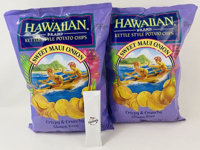 Hawaiian Kettle Chips Party Size Sweet Maui Onion With Complimentary Kokobunch Kit 2 - 13oz PACK