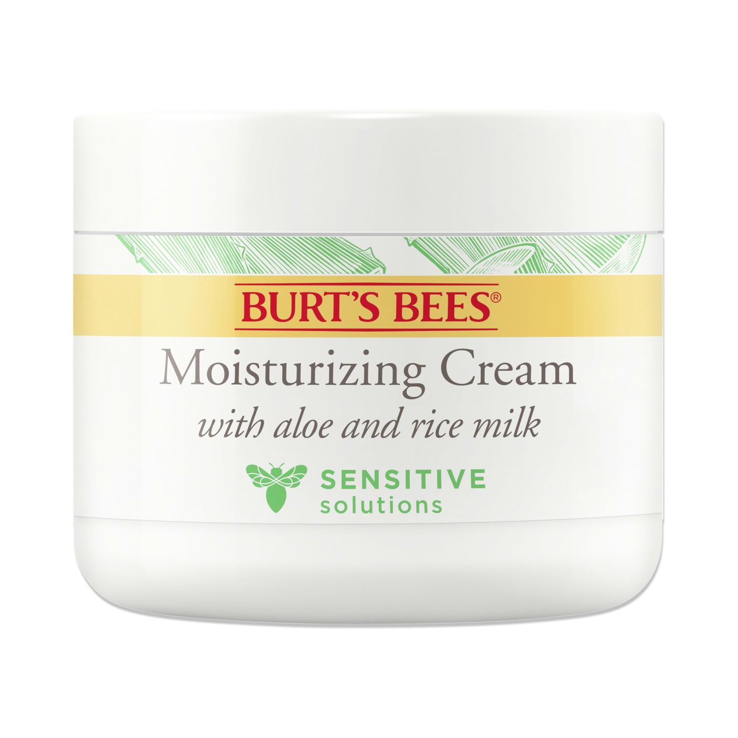 Burt&#39;s Bees Sensitive Moisturizing Cream, Mothers Day Gifts, With Aloe Vera and Rice Milk, Face Moisturizer for Sensitive Skin, 98.8 Percent Natural Origin Skin Care, 3 oz. Package