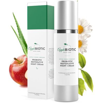 Apple Cider Vinegar Restorative Night Cream - Overnight Firming, Smoothing Cream with African Green Coffee, Green Tea, Chamomile Probiotic Extracts for Dry, Oily, Sensitive Skin, Men Women