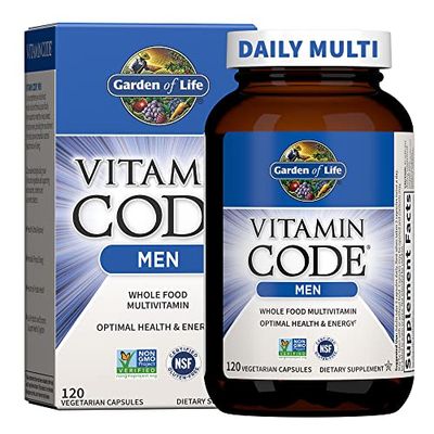 Garden of Life Vitamin Code Whole Food Multivitamin for Men, Fruit Veggie Blend and Probiotics for Energy, Heart, Prostate Health, 120 Count