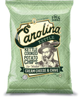 Carolina Kettle Kettle Cooked Potato Chips, Sir Walter Cream Cheese Chive, 5 Oz