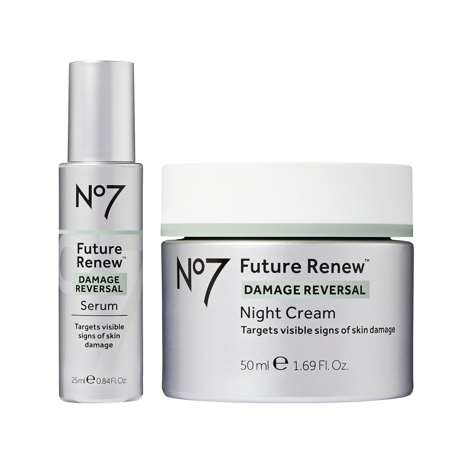 No7 Future Renew Skincare Starter Kit - Damage Reversal Serum Night Cream - Anti-Aging Skincare Set Targets Visible Signs of Skin Damage (2 Count)