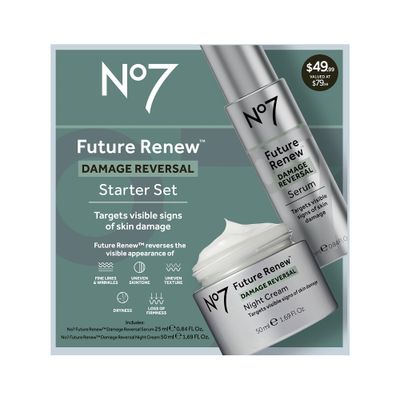 No7 Future Renew Skincare Starter Kit - Damage Reversal Serum Night Cream - Anti-Aging Skincare Set Targets Visible Signs of Skin Damage (2 Count)