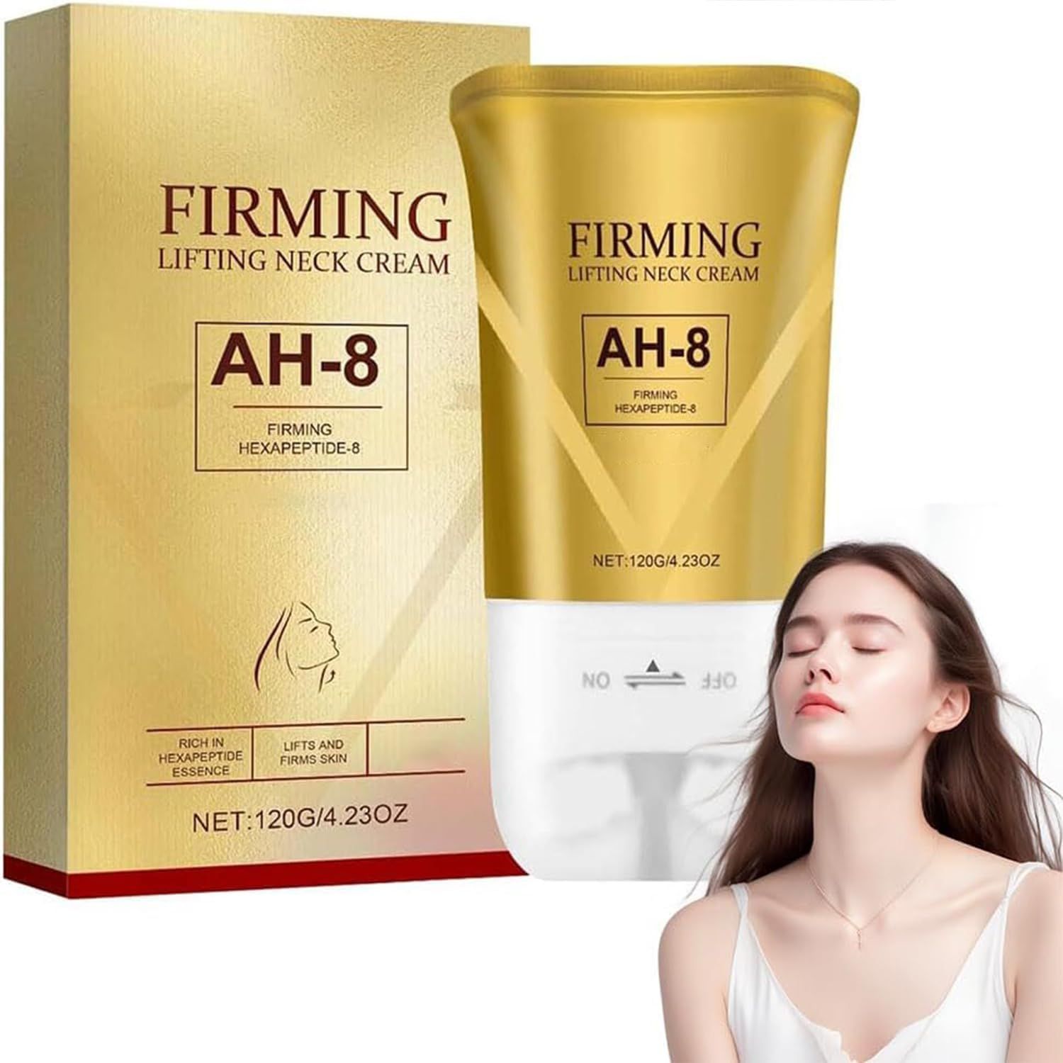 AH-8 Firming Neck Cream, Neck Cream With Roller, Neck Firming Creams For Tightening And Firm-ing, Reduces Neck Lines, Moisturizes, Tightens Skin