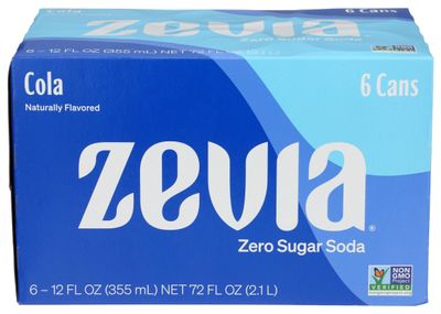 Zevia Zero Calorie Soda Cola, 12 Oz Pack of 6