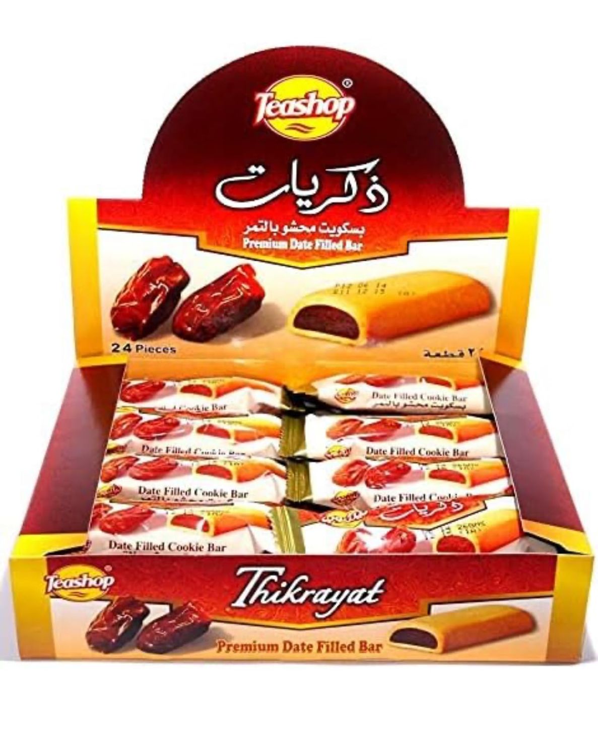 Teashop-Thikrayat Premium Date Filled Bar, 24 Count