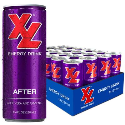 XL Energy Drinks 24 Pack - After Flavor Hydrating Energy Drinks with Aloe Vera and Ginseng - Pre Workout Drinks - Peak Performance Drinks - 8.4 Oz 24 Pack Energy Drinks