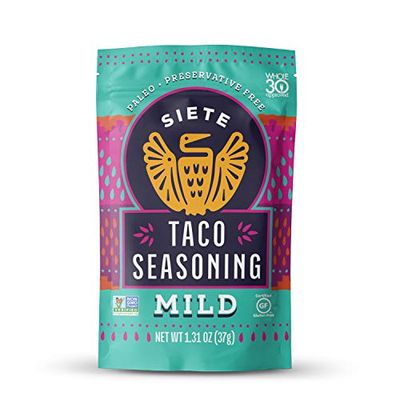 Siete Mild Taco Seasoning Mix Gluten Free Vegan Paleo Preservative Free Whole 30 Approved (1 Packet)